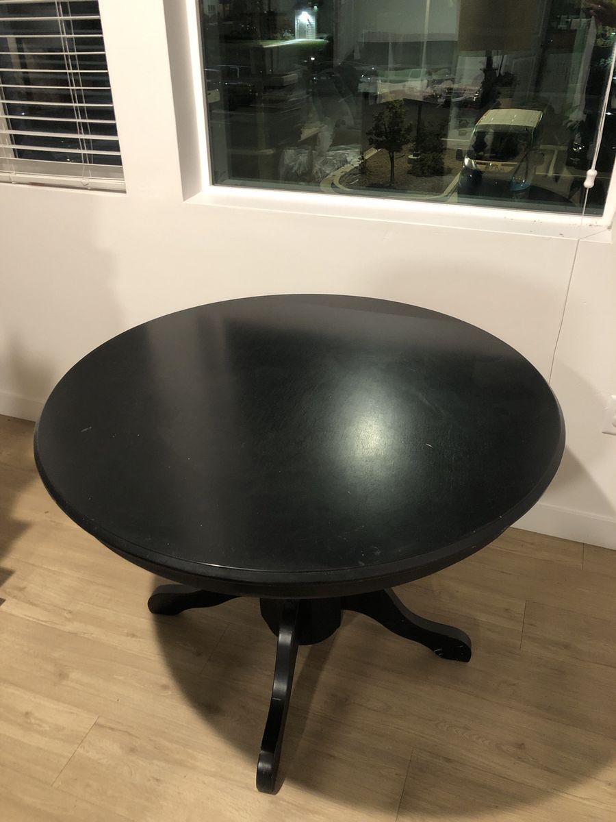 Black Wooden Round Dining Table Pedestal Base Seats 4