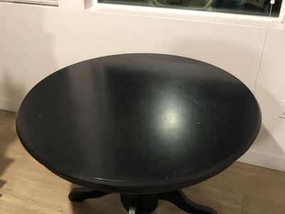 Black Wooden Round Dining Table Pedestal Base Seats 4