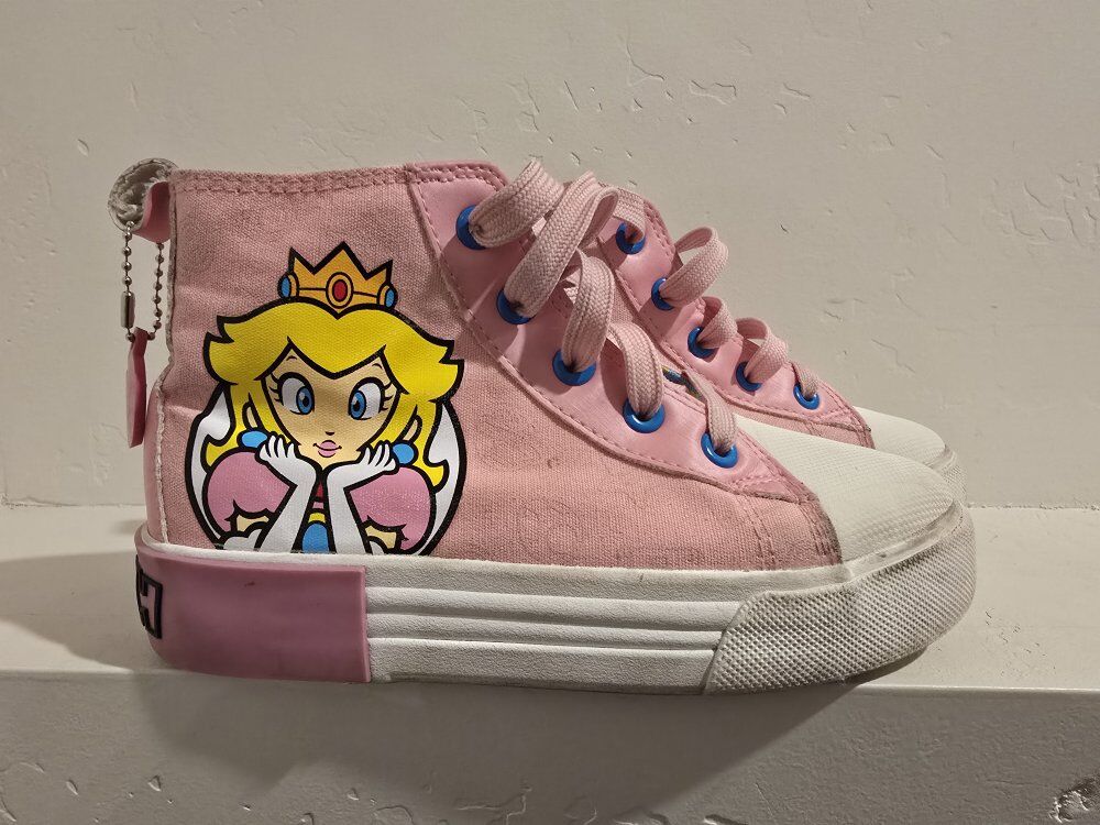 Princess Peach Girl High Top Sneakers (Size 1)