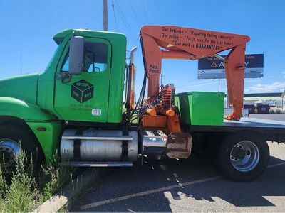 2006 Freightliner Business Class M2 106 Flatbed Crane Truck - Bright Green, Ready for Work