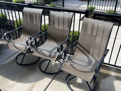 Set of 6 Patio Swivel Chairs Metal Mesh Brown Heavy duty