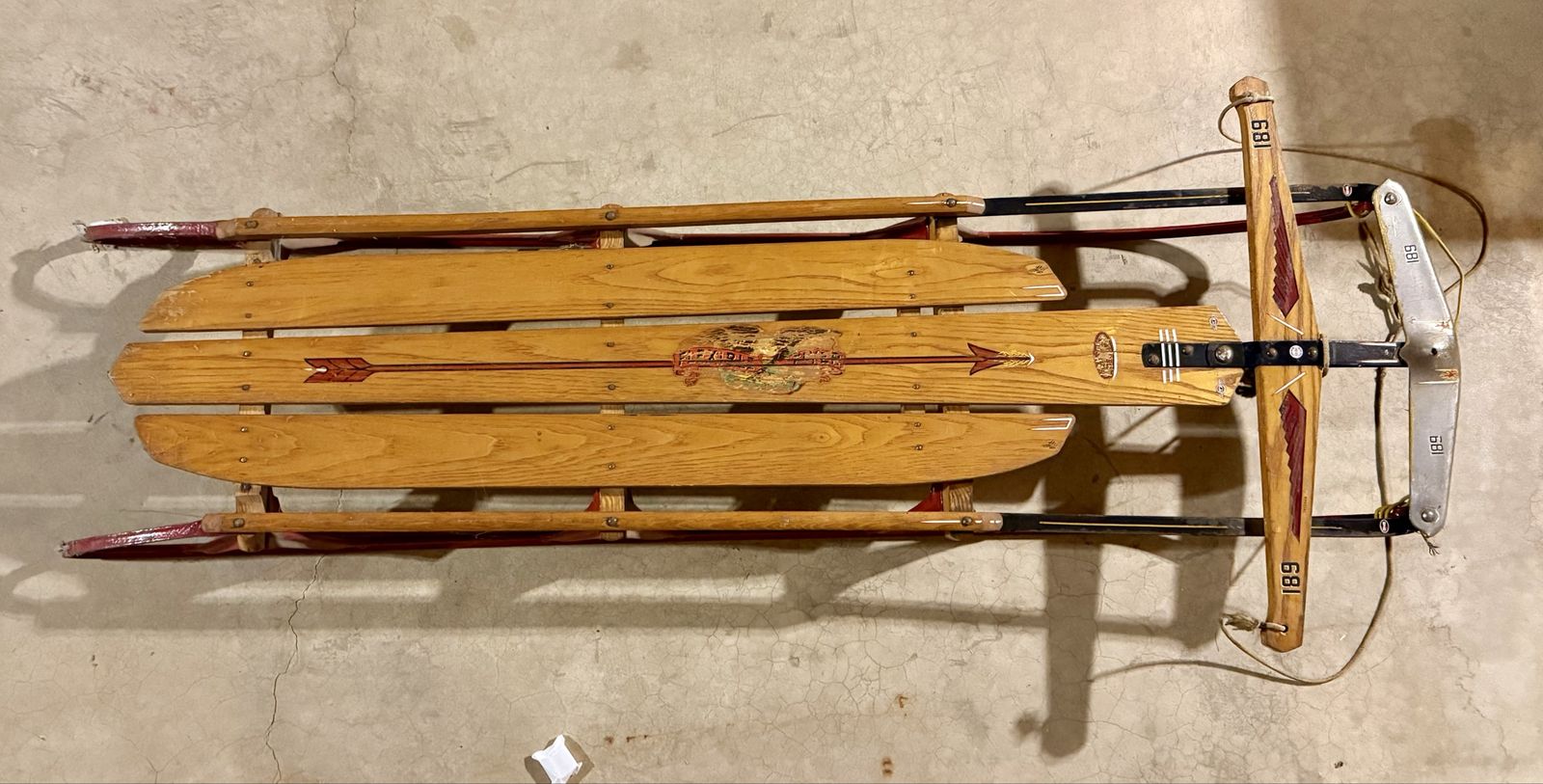 Vintage Flexible Flyer No. 60 H Airline Racer Wooden Sled, Good Condition