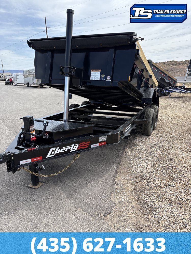 7x14 Liberty LD Dump Trailer - 24" Sides - 15.4K GVWR - 7 Gauge Floor, Board Brackets, Fork Holders, Telescopic