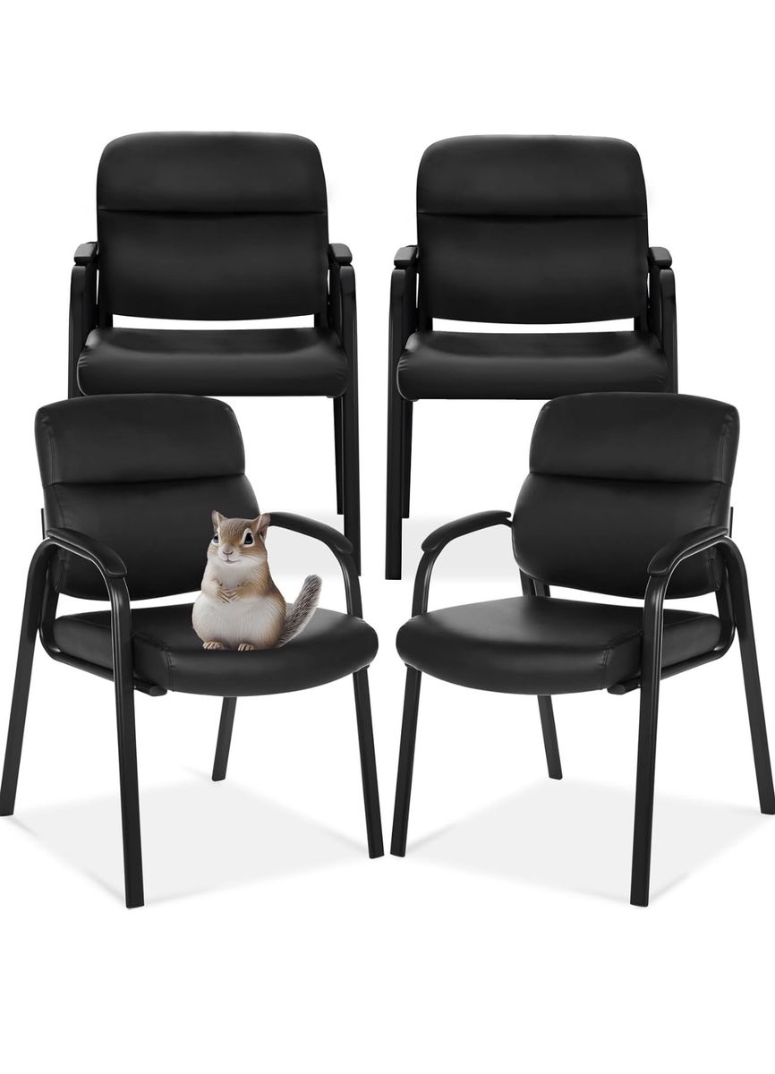 Oline Leather Guest Chair with Padded Arms