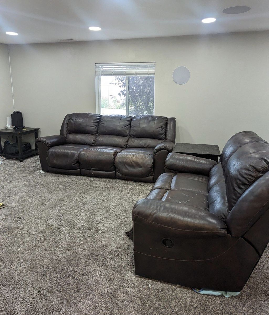 Dark Brown Reclining Sofa and Loveseat Set
