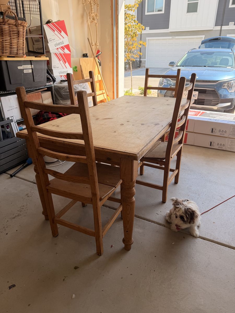 Wooden Dining Table Set with 4 Chairs
