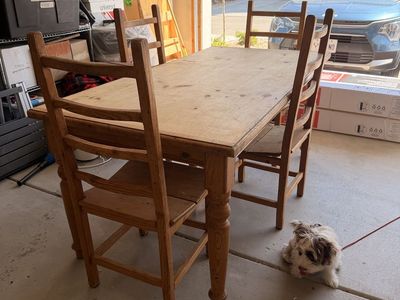 Wooden Dining Table Set with 4 Chairs
