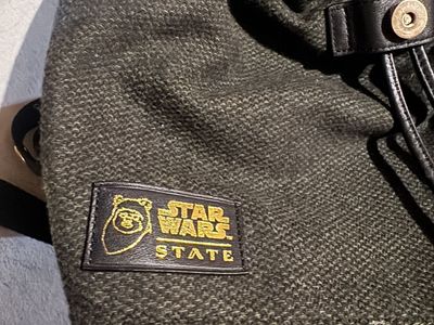 State Bags x Star Wars Ewok Drawstring Backpack Dark Green Woven Leather Trim
