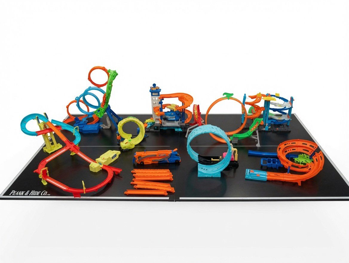 Hot Wheels Track Builder Unlimited Playset & Garage Multi-Loop Race Track Toy Bundle