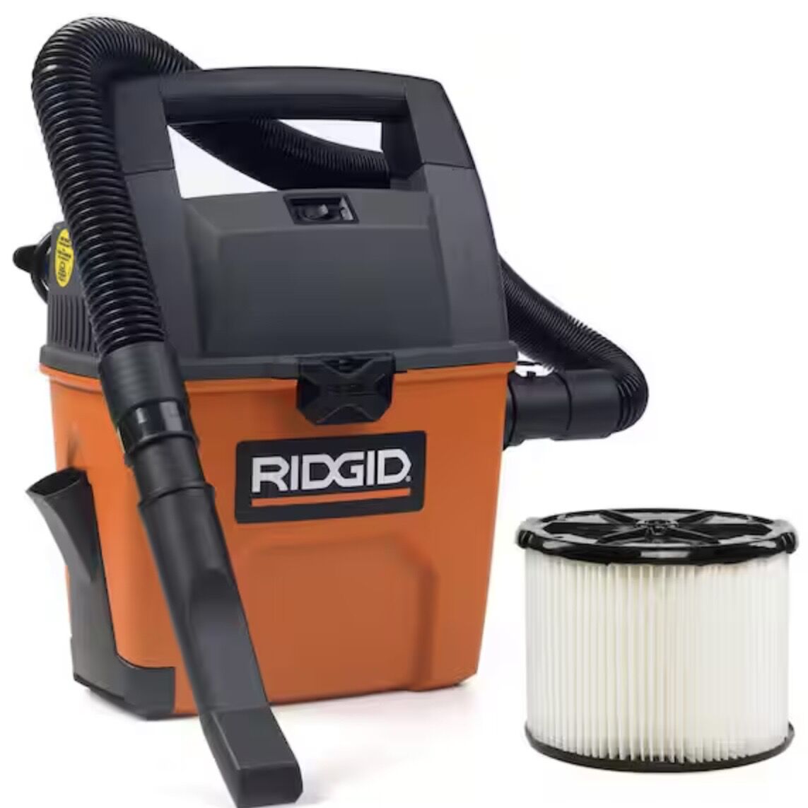 RIDGID 3 Gal. 3.5 Peak HP Handheld Shop Vacuum Wet Dry Vac with RIDGID SWEEP Dust Pan, Filter, Hose and Car Nozzle WD3050