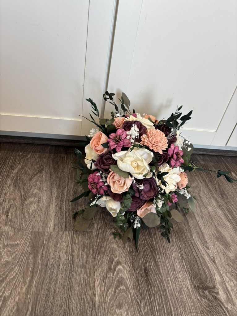 Wood Flower Bridal Bouquet