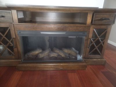 Electric Fireplace TV Stand w/ Storage Cabinets