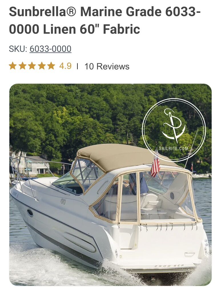 New! Sunbrella Marine Grade Fabric