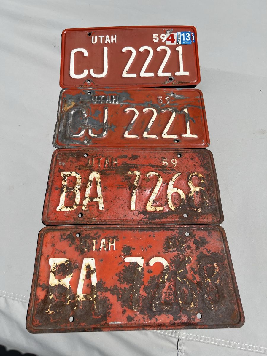Vintage Utah License Plates - Set of 4 Collectible Rusting Auto Plates
