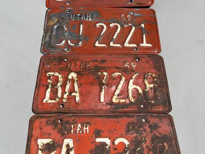 Vintage Utah License Plates - Set of 4 Collectible Rusting Auto Plates