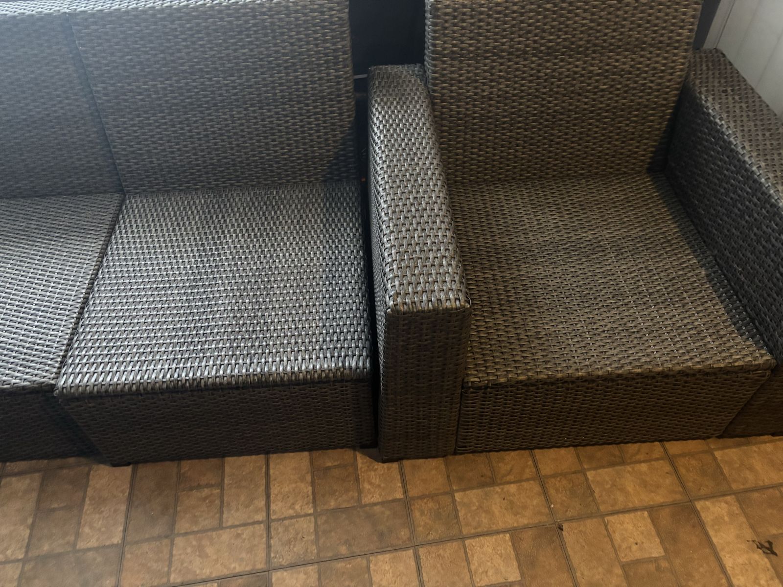 Dark Wicker Outdoor Patio Sectional Sofa Pieces