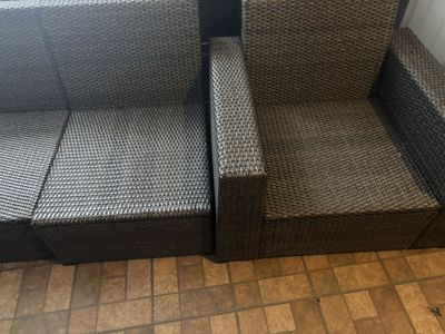 Dark Wicker Outdoor Patio Sectional Sofa Pieces