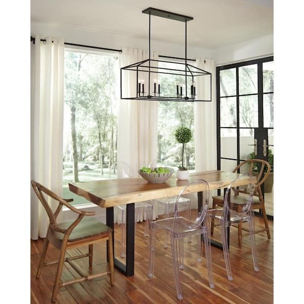 Perryton Chandelier 40 in. 8-Light Smooth Midnight Matte Black