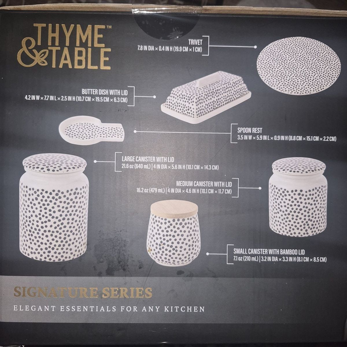 Thyme & Table 10-Piece Ceramic Kitchen Organization Set Dot Collection