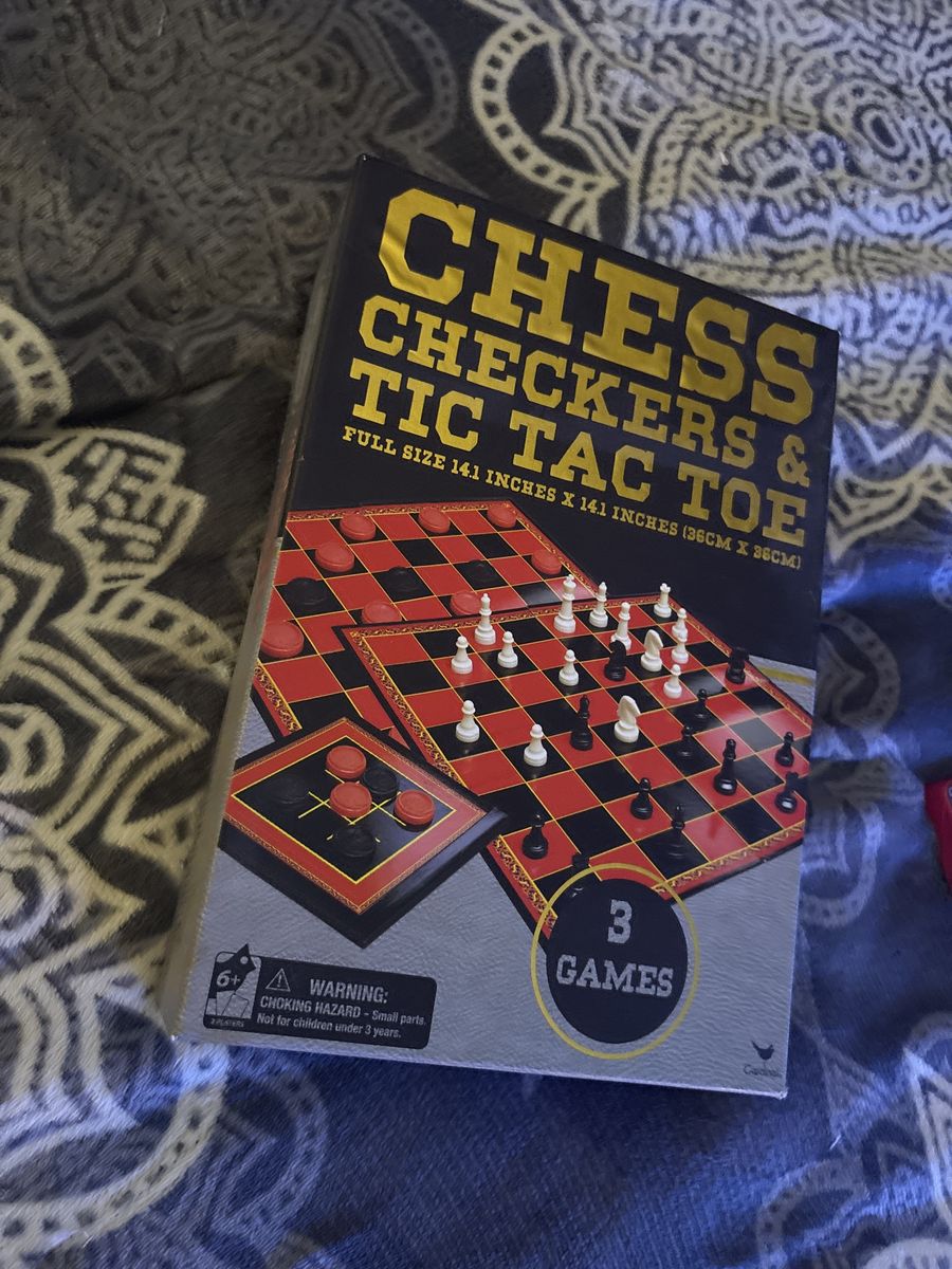 Cardinal 3-in-1 Chess, Checkers & Tic Tac Toe Board Game Set, Full Size 14.1"