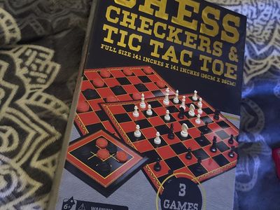 Cardinal 3-in-1 Chess, Checkers & Tic Tac Toe Board Game Set, Full Size 14.1"