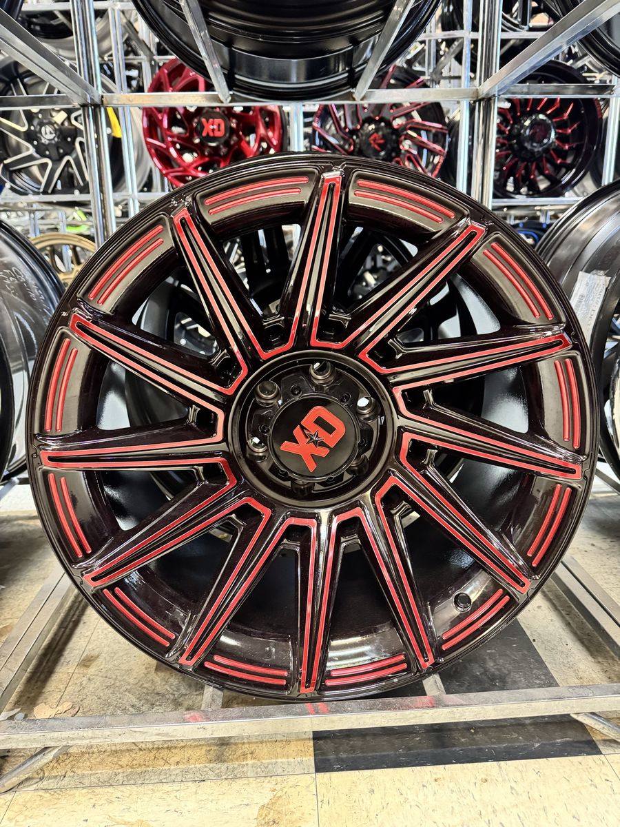 XD Gloss Black Wheel Rim with Red Accents. Brand new set of 4 wheels.