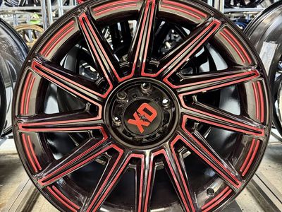 XD Gloss Black Wheel Rim with Red Accents. Brand new set of 4 wheels.