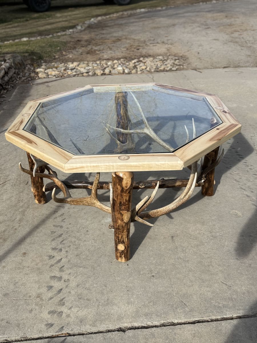 Handcrafted Elk Antler And Aspen Table