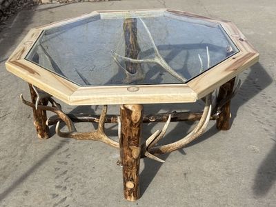 Handcrafted Elk Antler And Aspen Table