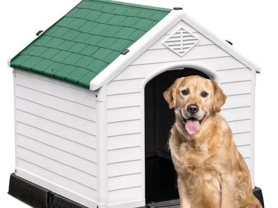 YITAHOME Waterproof Plastic Dog House - Indoor/Outdoor Dog Kennel with Air Vents & Elevated Floor