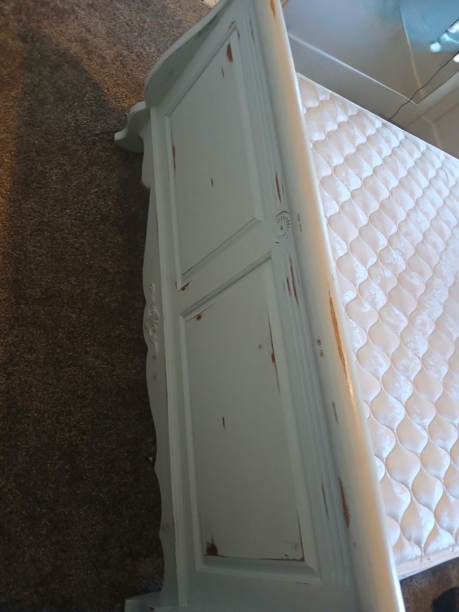 Solid queen size wood frame with mattress