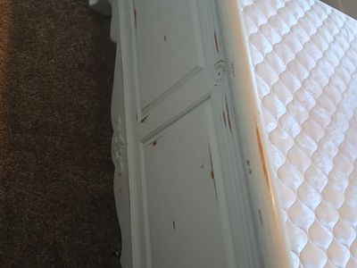 Solid queen size wood frame with mattress