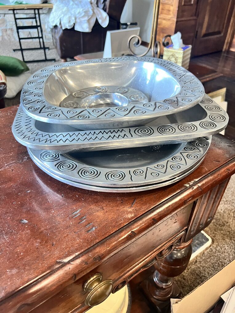 5 Pieces Of Pewter Dishes