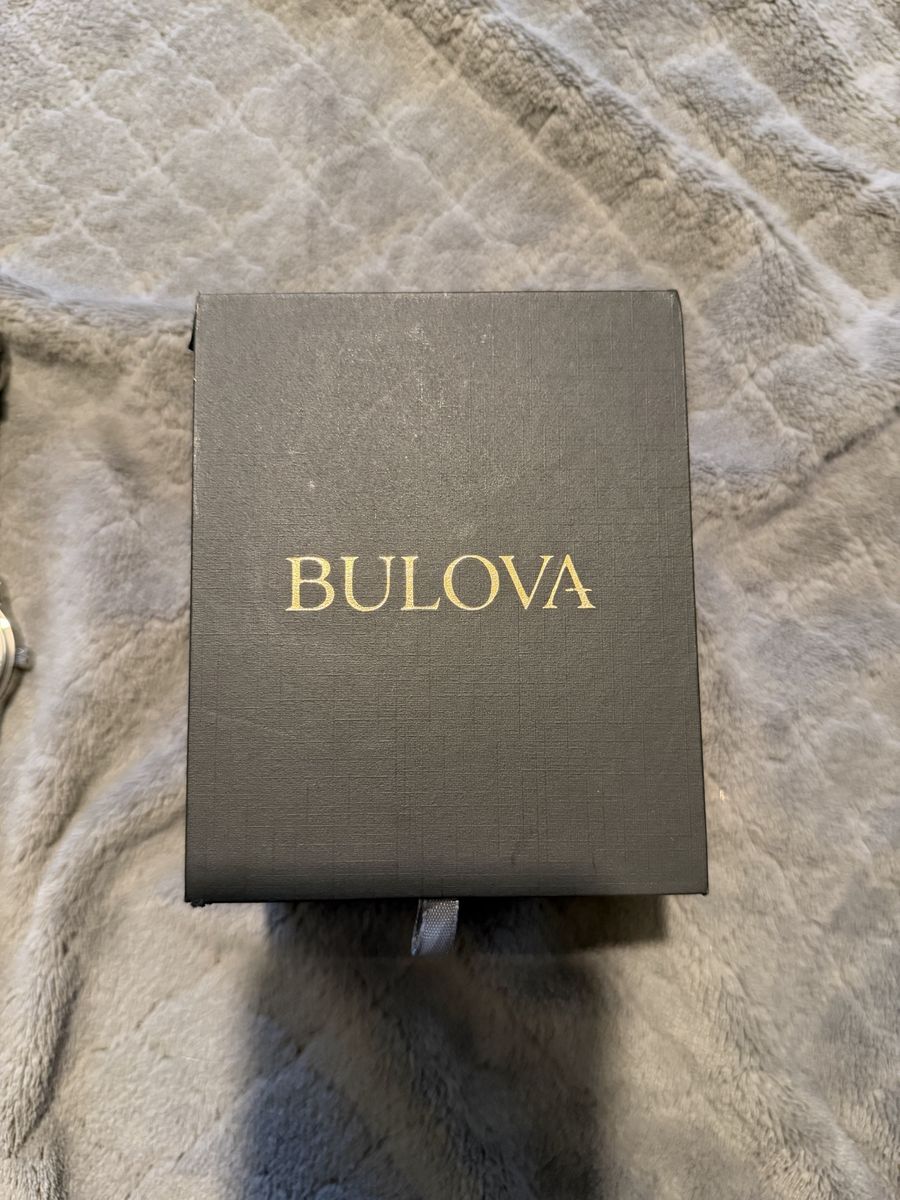 Bulova CAT White Dial Silver-tone Black Leather Band Quartz Watch with Box