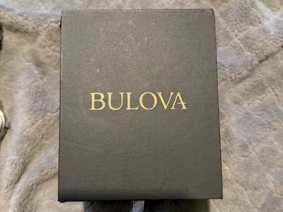 Bulova CAT White Dial Silver-tone Black Leather Band Quartz Watch with Box