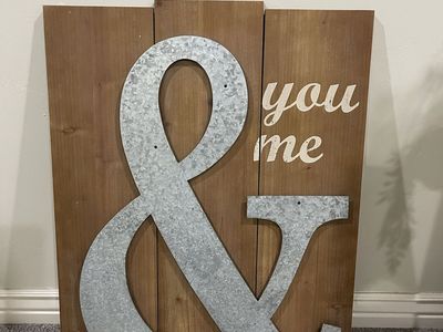 Rustic Wood & Galvanized Metal Ampersand 'You & Me' Wall Art Decor