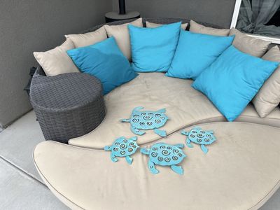 Set of 4 Blue Metal Sea Turtle Wall Art Decor Outdoor Indoor