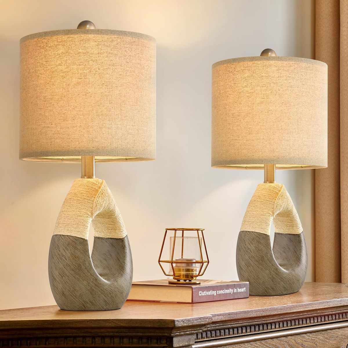 New 19” Boho Table Lamps Bedroom Living Room Set 2,Suitable for Small Space