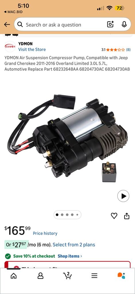 2011-2016 Jeep Suspension Compressor Pump