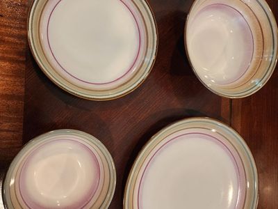 Sango Arcadia Black 4605 Dinnerware Set - 2 Dinner Plates & 2 Bowls, Microwave & Dishwasher Safe