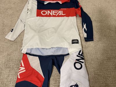 O'Neal Motocross Jersey and Pants Set Red White Blue Used