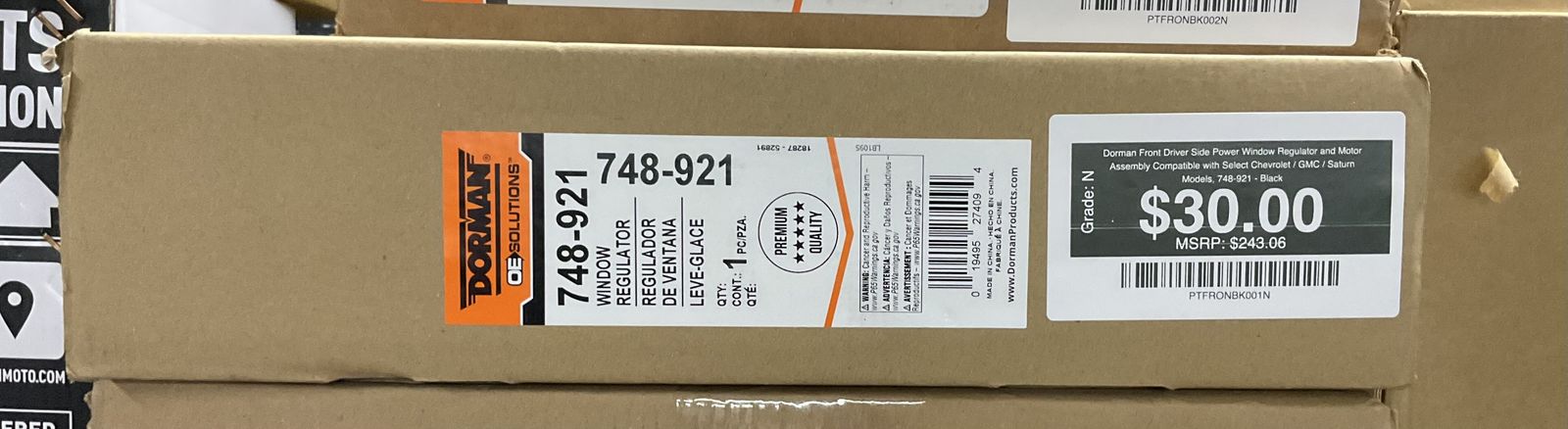 Dorman Front Driver Side Power Window Regulator & Motor Assembly (748-921)