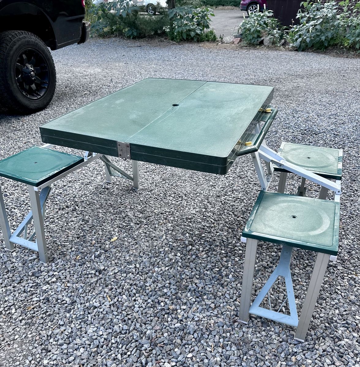 Coleman Portable Green Folding Picnic Table with 4 Seats, Compact Camping Table
