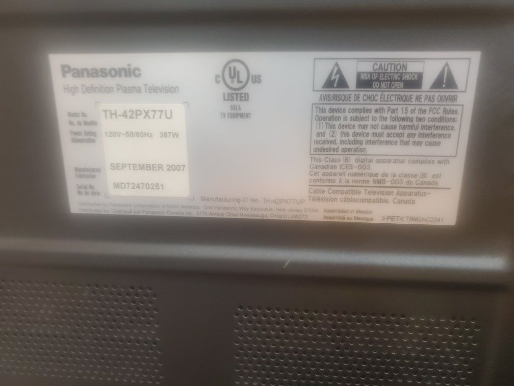 Panasonic 42" High Definition Plasma TV