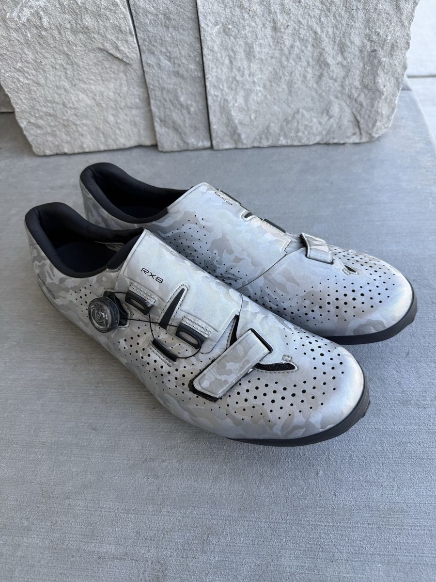 Shimano RX8 Gravel Cycling Shoes - White Camo, Size 48 (US 12.3)