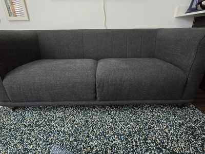 Dark Blue Fabric Loveseat Sofa - Compact & Modern Design