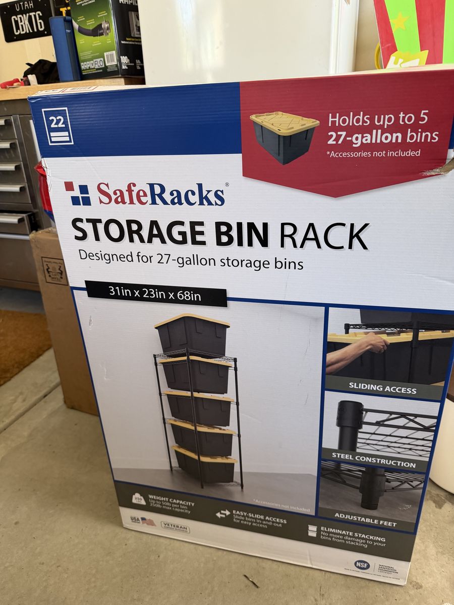 (4) SafeRacks Storage Bin Rack - New In Box