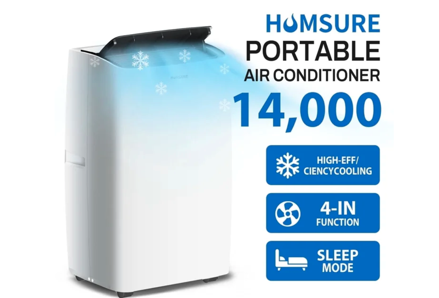New Portable Air Conditioner 14000 BTU for 420 sq ft of Rooms, Portable AC Unit