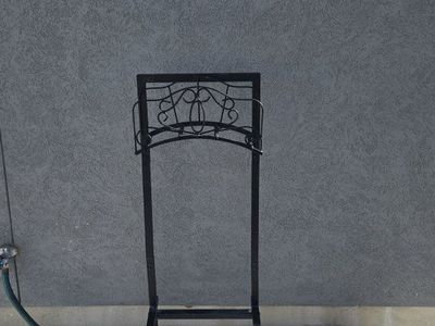 Black Wrought Iron Garden Hose Holder Stand - Decorative Outdoor Storage for Yard & Patio