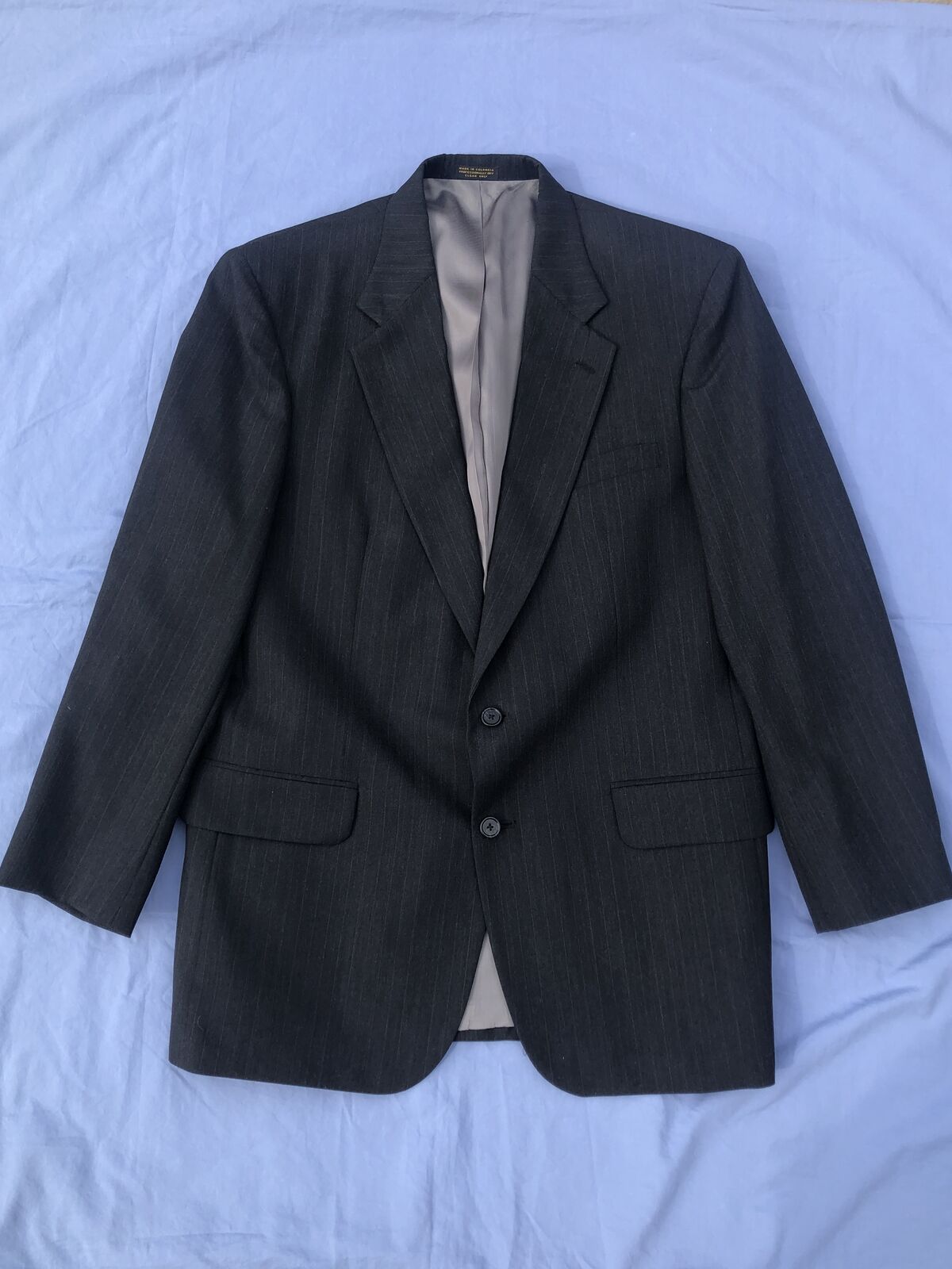 Phillip St. John Men’s 43L Dark Gray Pinstripe Wool Blend 2-pant Suit